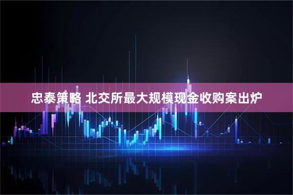 忠泰策略 北交所最大规模现金收购案出炉
